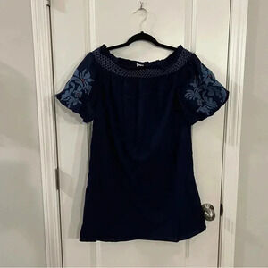 Beachlunchlounge women’s tunic large embroidered puff sleeves